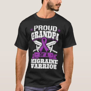 Proud Grandpa Of A Migraine Warrior Awareness Ribb T-Shirt