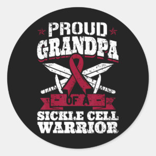 Proud Grandpa Of A Sickle Cell Warrior Scd Awarene Classic Round Sticker