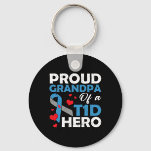 Proud Grandpa Of A Type 1 Diabetes Hero Warrior Su Keychain