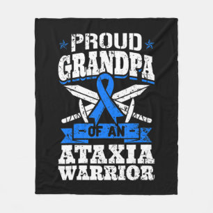 Proud Grandpa Of An Ataxia Warrior Awareness Ribbo Fleece Blanket