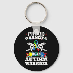 Proud Grandpa Of An Autism Warrior Autistic Awaren Keychain