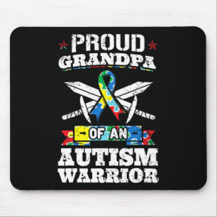 Proud Grandpa Of An Autism Warrior Autistic Awaren Mouse Pad