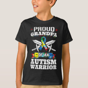 Proud Grandpa Of An Autism Warrior Autistic Awaren T-Shirt
