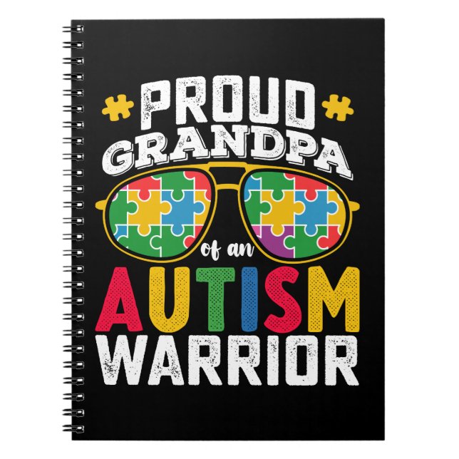 Proud Grandpa Of An Autism Warrior Family Notebook (Front)