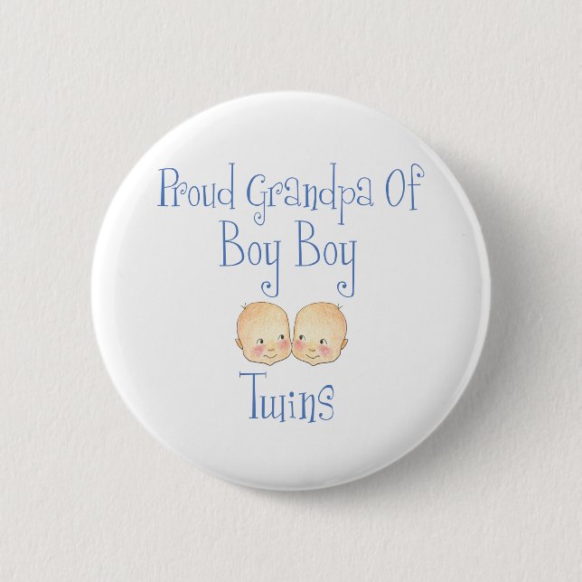 Proud Grandpa Of Boy Twins 2 Inch Round Button (Front)