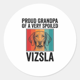 Proud Grandpa Vizsla Vintage Dog Lover Design_1 Classic Round Sticker