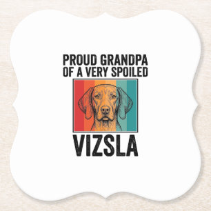 Proud Grandpa Vizsla Vintage Dog Lover Design_1 Paper Coaster