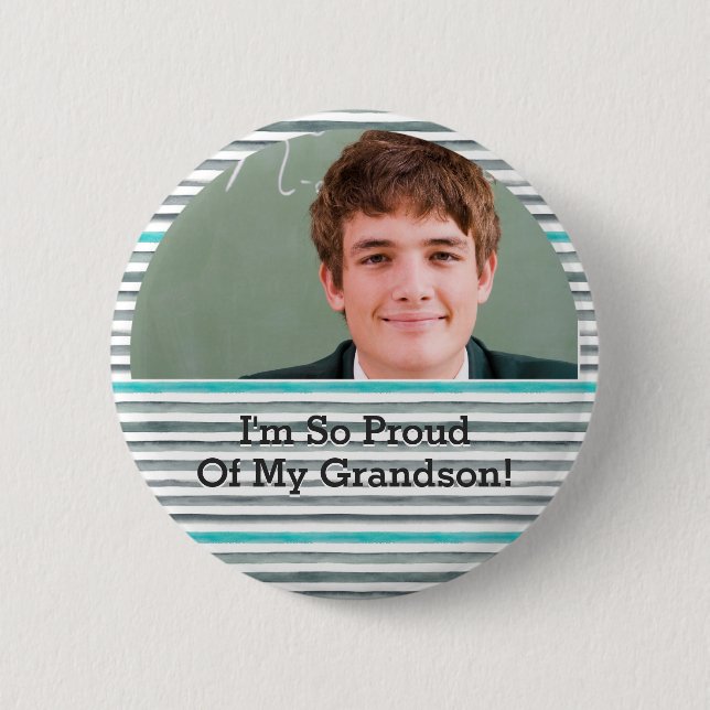 Proud Grandparent Graduation Grad Photo 2 Inch Round Button (Front)