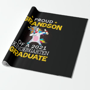 Proud Grandson 2021 Kindergarten Graduate Unicom Wrapping Paper