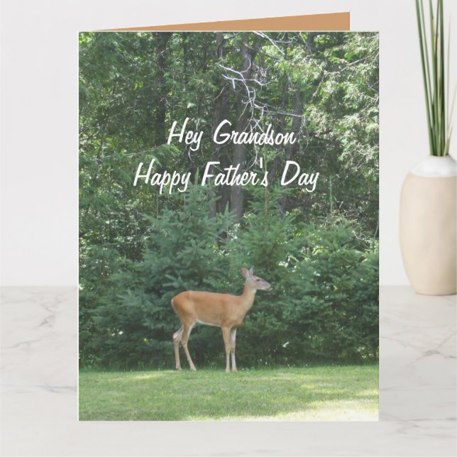 Proud Grandson   Happy Father's Day Deer Card (Front)