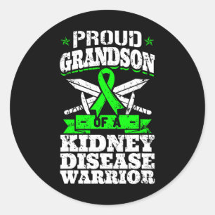 Proud Grandson Of A Kidney Disease Warrior Ckd Awa Classic Round Sticker