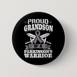 Proud Grandson Of A Parkinsons Warrior Pd Awarenes 2 Inch Round Button