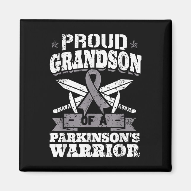 Proud Grandson Of A Parkinsons Warrior Pd Awarenes Magnet (Front)