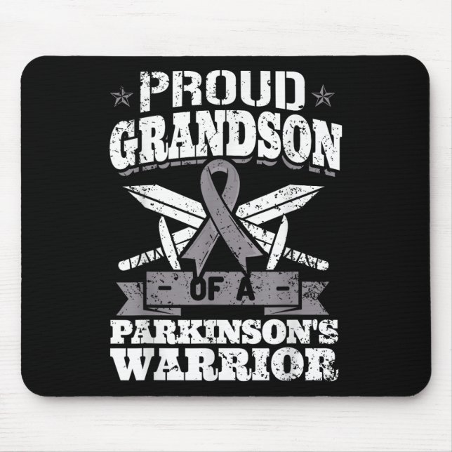 Proud Grandson Of A Parkinsons Warrior Pd Awarenes Mouse Pad (Front)