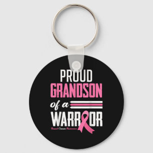 Proud Grandson Of A Warrior Grandma Breast Cancer Keychain