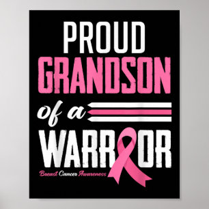 Proud Grandson Of A Warrior Grandma Breast Cancer Poster