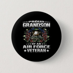 Proud Grandson Of An Air Force Veteran Military Ve 2 Inch Round Button