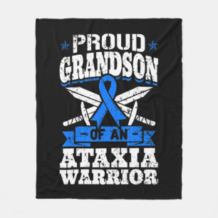 Proud Grandson Of An Ataxia Warrior Blue Awareness Fleece Blanket