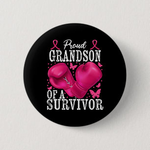 Proud Grandson Of Survivor Breast Cancer Boxing Gl 2 Inch Round Button