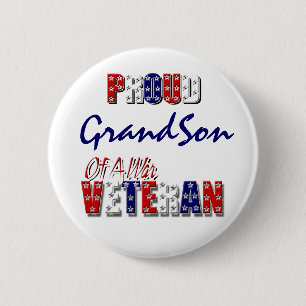 Proud grandson war veteran 2 inch round button