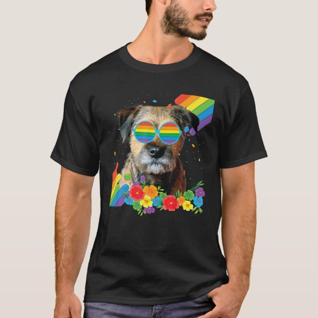 Proud Granny Of A Gay Dog Lesbian Pride LGBT Rainb T-Shirt (Front)