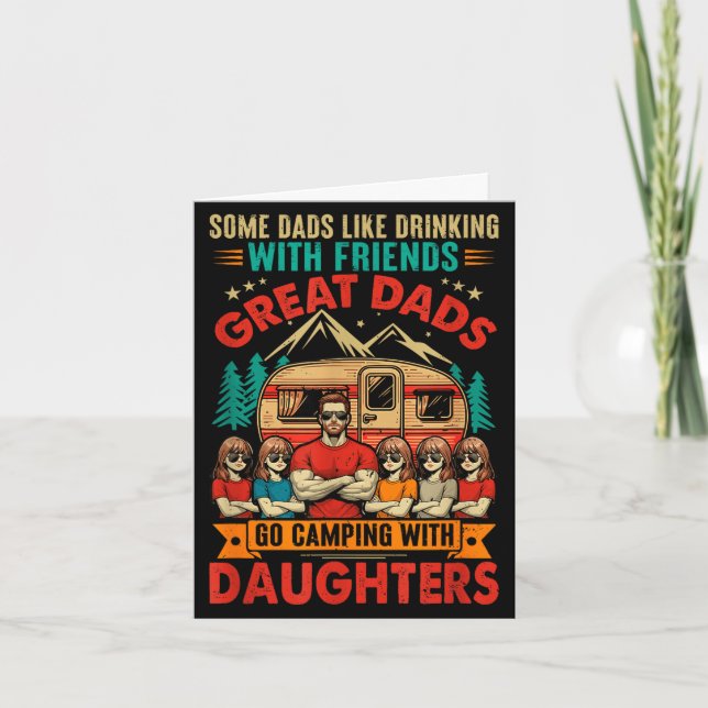 Proud great dads go camping with daughters card (Front)