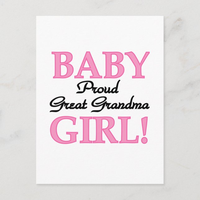 Proud Great Grandma Baby Girl Tshirts and Gifts Postcard (Front)