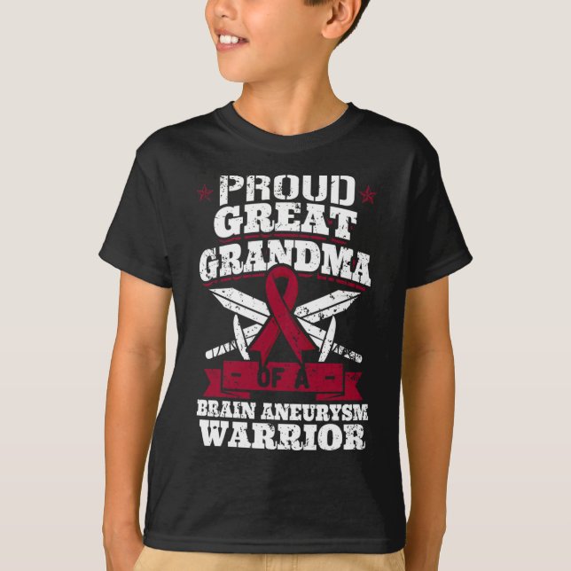 Proud Great Grandma Of A Brain Aneurysm Warrior Aw T-Shirt (Front)