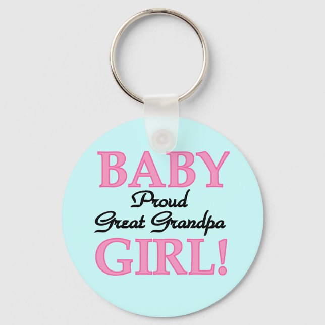 Proud Great Grandpa of Girl T-shirts and Gifts Keychain (Front)