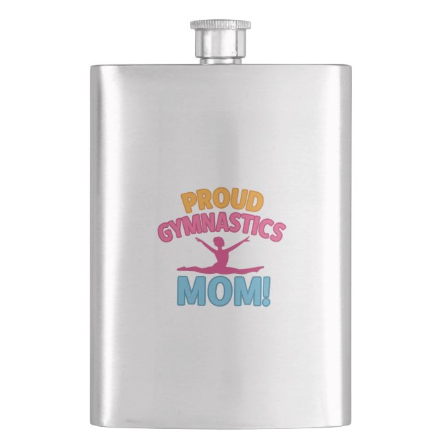 Proud gymnastics mom hip flask (Front)
