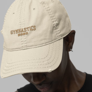 Proud Gymnastics Mom Mama Competition Distressed Embroidered Hat