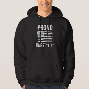 Proud Hairstylist Profession American Flag Premium Hoodie