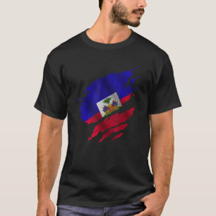 Proud Haitian Root Torn Ripped Haitia Flag T-Shirt