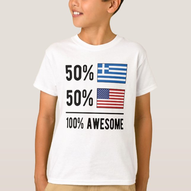 Proud Half Greek Half American Flag Greece USA T-Shirt (Front)