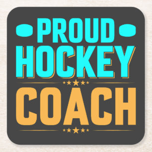 Proud  Hockey Coach Square Paper Coaster