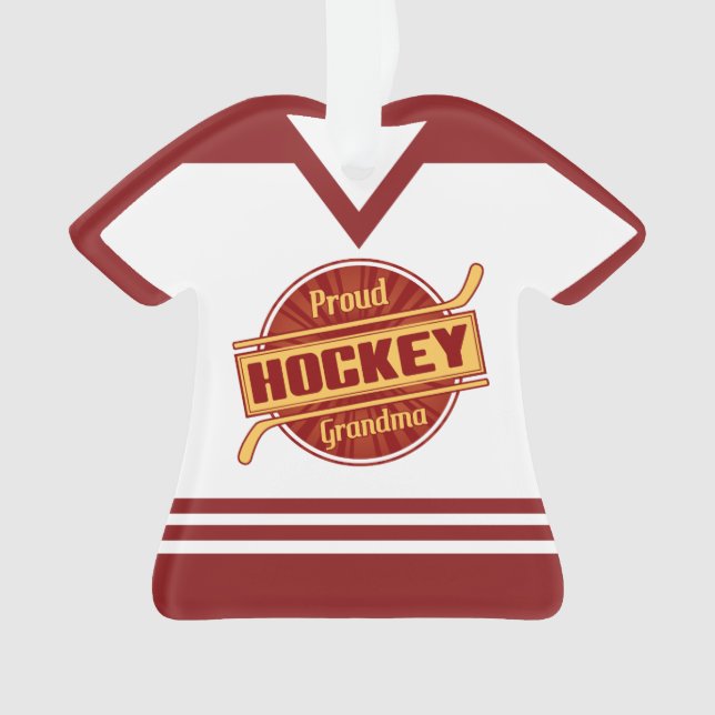 Proud Hockey Grandma Customizable Jersey Ornament (Front)