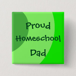 Proud Homeschool Dad Green Swirls 2 Inch Square Button