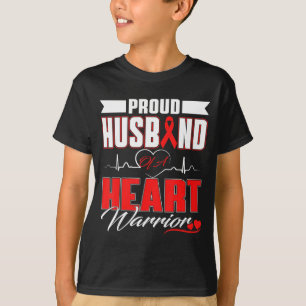 Proud Husband Of A Heart Warrior Heart Disease Awa T-Shirt