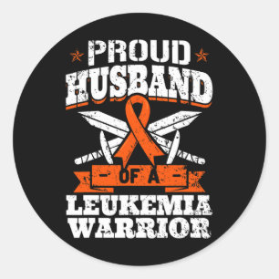 Proud Husband Of A Leukaemia Warrior Awareness Blo Classic Round Sticker