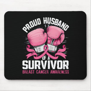 Proud Husband Of A Survivor Boxing Gloves Breast C Mouse Pad