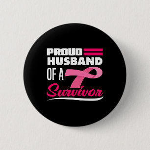 Proud Husband Of A Survivor Wife Breast Cancer Awa 2 Inch Round Button