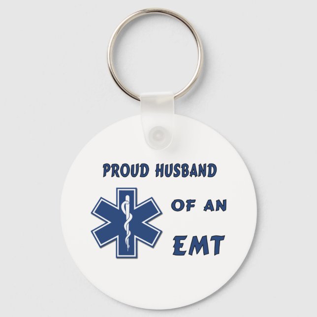 Proud Husband Of An EMT Keychain (Front)
