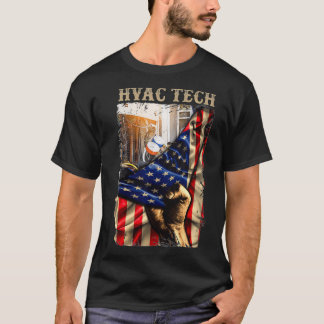 Proud Hvac Tech American Flag Love Hvac Tech Job  T-Shirt