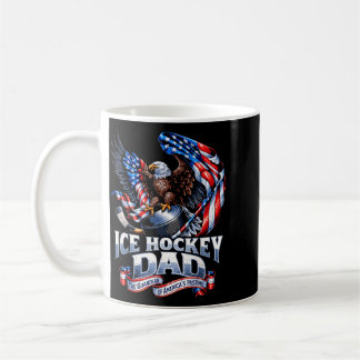 Proud Ice Hockey Dad - Aamerican Flag Patriotic Coffee Mug