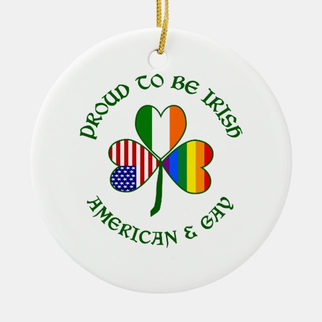 Proud Irish American & Gay Ceramic Ornament (Front)