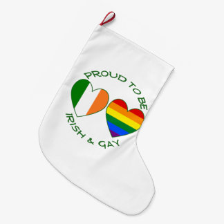 Proud Irish and Gay Heart Flags Pride and Ireland Large Christmas Stocking