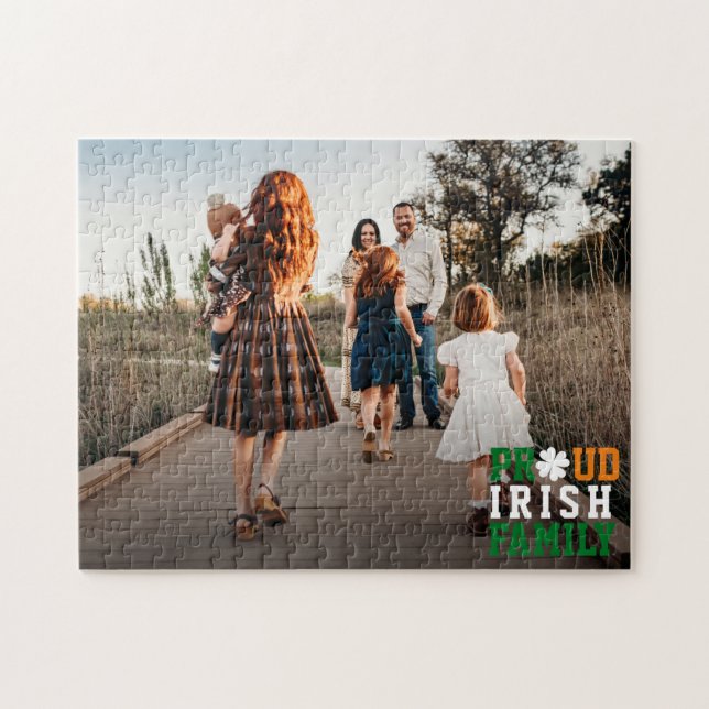 Proud Irish Family Shamrock Lucky Clover Photo  Jigsaw Puzzle (Horizontal)
