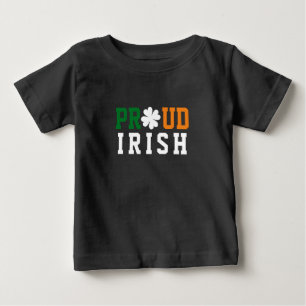 Proud Irish Shamrock Lucky Clover Quote St Paddy Baby T-Shirt