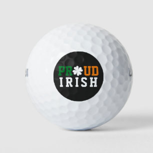 Proud Irish Shamrock Lucky Clover Quote  St Paddy  Golf Balls