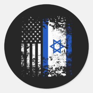 Proud Israeli Usa Flag Patriotic Pride American Is Classic Round Sticker